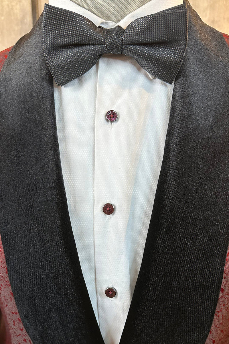 Load image into Gallery viewer, Glitter Burgundy Jacquard Shawl Lapel Men&#39;s Prom Suits