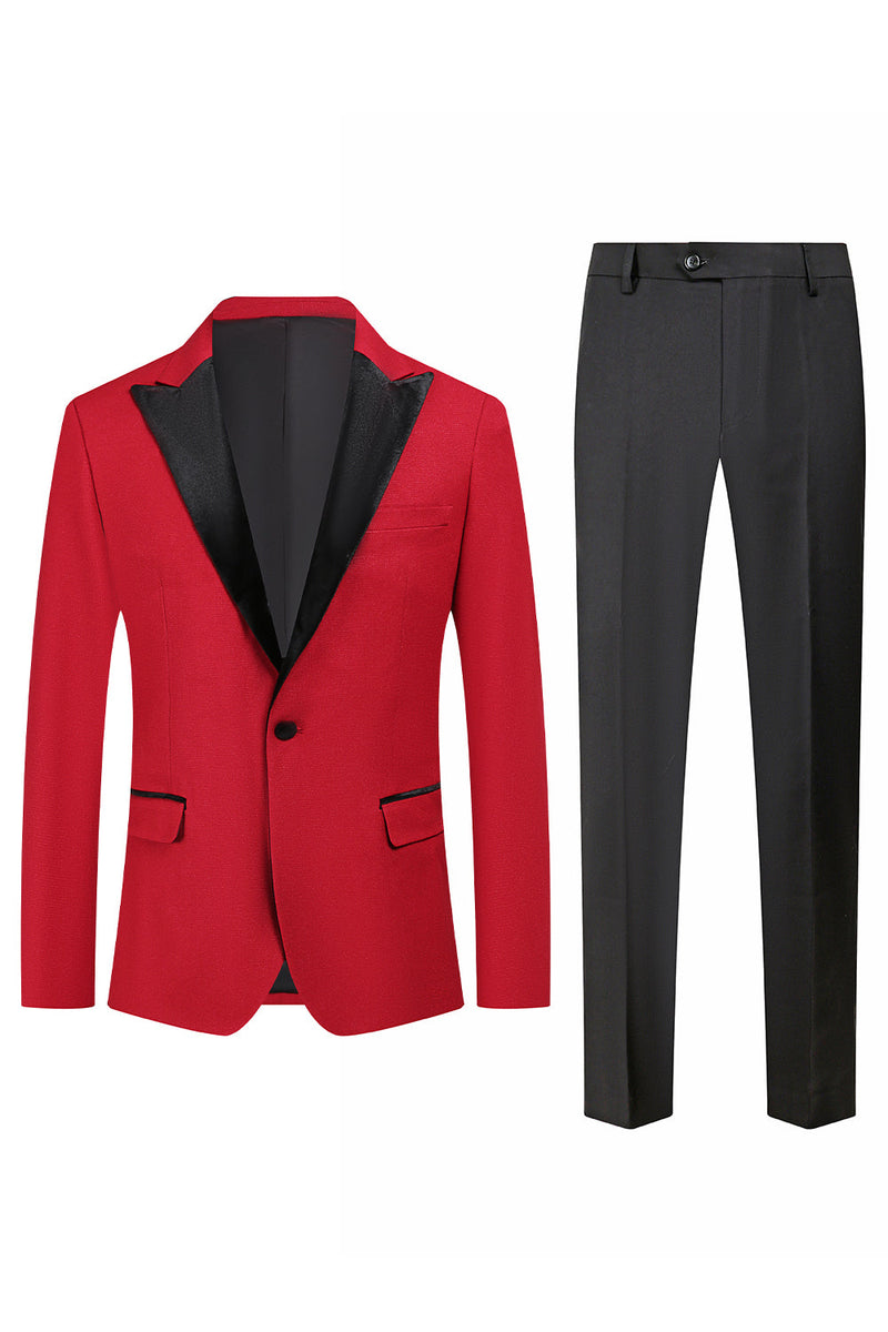 Load image into Gallery viewer, Red Peak Lapel One Button 2 Piece Men&#39;s Prom Suits