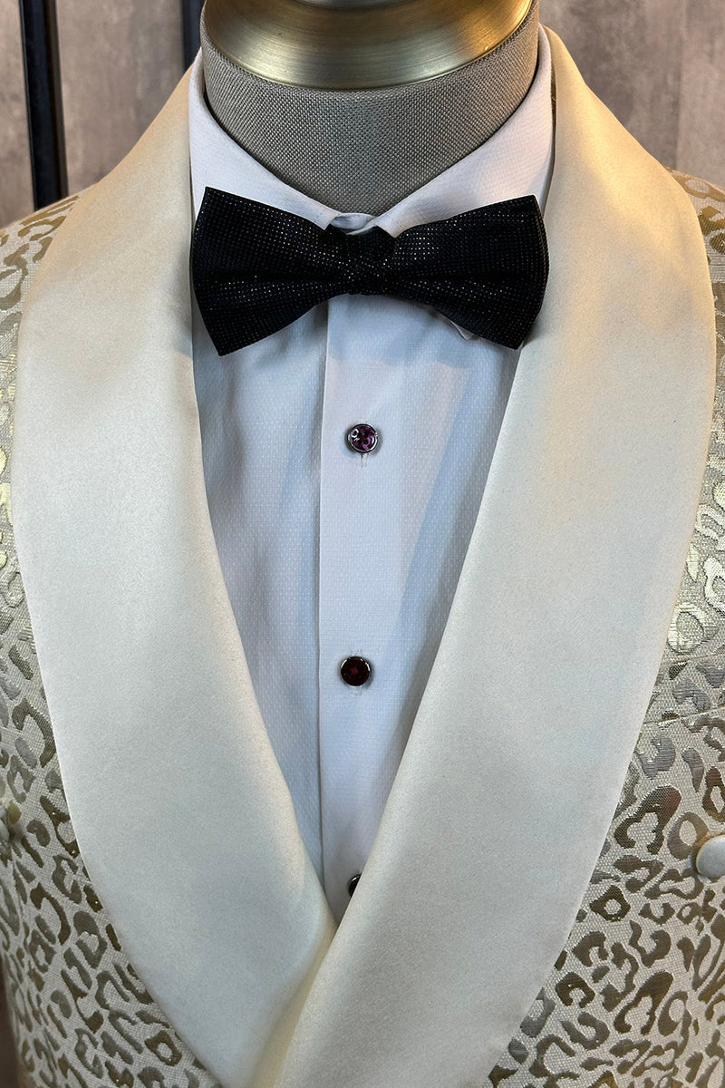 Load image into Gallery viewer, Glitter White Jacquard 2 Piece Men Suits with Belt