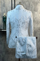 Load image into Gallery viewer, White Peak Lapel Jacquard 2 Piece Men&#39;s Wedding Suits