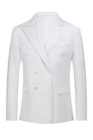 Load image into Gallery viewer, White Jacquard Double Breasted 2 Piece Men&#39;s Suits