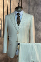 Load image into Gallery viewer, White Pinstriped 2 Piece Men&#39;s Wedding Suits