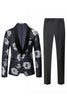 Load image into Gallery viewer, Black Floral Jacquard Shawl Lapel Men Prom Suits