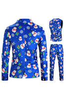 Load image into Gallery viewer, Blue Snowman Printed 3 Piece Men&#39;s Christmas Suits