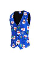Load image into Gallery viewer, Blue Snowman Printed 3 Piece Men&#39;s Christmas Suits