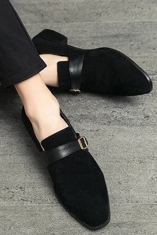 Black Slip-On Monk Men's Shoes