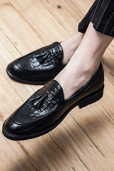 Black Slip-On Fringe Men's Shoes