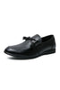 Load image into Gallery viewer, Black Leather Slip-On Fringe Men&#39;s Shoes