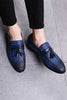 Load image into Gallery viewer, Black Fringe Leather Slip-On Men&#39;s Shoes