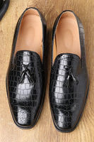 Load image into Gallery viewer, Black Slip-On Fringe Men&#39;s Party Shoes