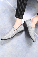 Load image into Gallery viewer, Black Sequined Slip-On Men&#39;s Shoes