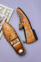 Load image into Gallery viewer, Yellow Jacquard Slip-On Men's Party Shoes