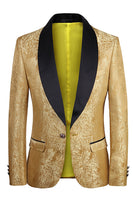 Load image into Gallery viewer, Golden One Button Jacquard Men&#39;s Prom Blazer