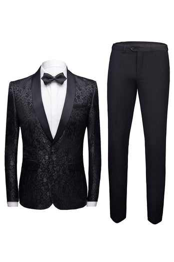 Red 2 Pieces Jacquard Men's Wedding Suits