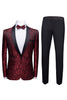 Load image into Gallery viewer, Red 2 Pieces Jacquard Men&#39;s Wedding Suits