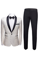 Load image into Gallery viewer, Black 2 Pieces Jacquard Men&#39;s Wedding Suits