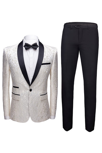 Red 2 Pieces Jacquard Men's Wedding Suits