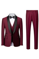 Load image into Gallery viewer, Black Satin Shawl Lapel 3-Pieces Men&#39;s Suits