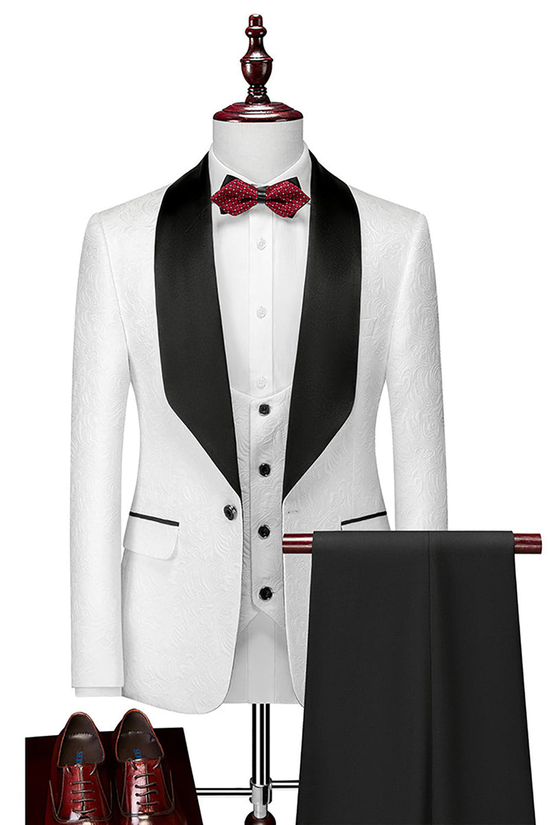 Load image into Gallery viewer, Shawl Lapel White 3 Piece Men&#39;s Suits