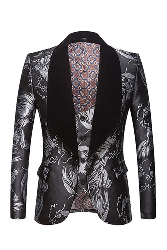 Grey Jacquard One-Piece Men's Suit