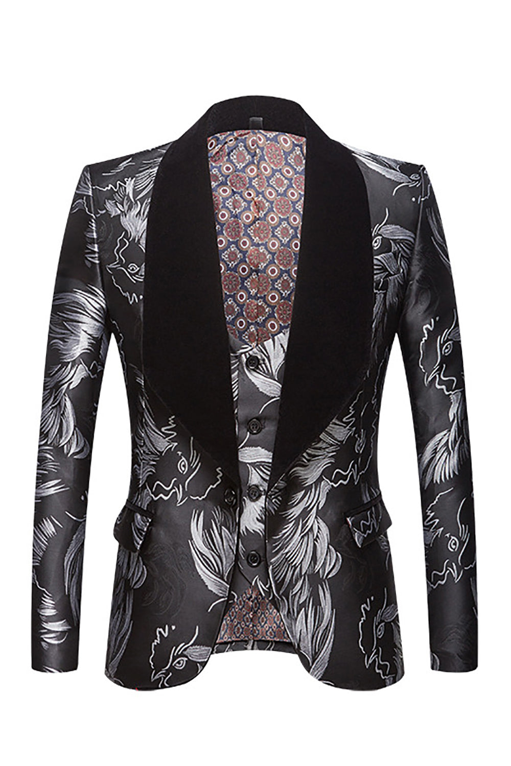 Grey Jacquard One-Piece Men's Suit
