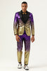 Load image into Gallery viewer, Men&#39;s 2 Piece Ombre Sequins Purple Slim Fit Notched Lapel Prom Suits