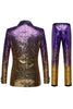 Load image into Gallery viewer, Ombre Sequins Purple Men&#39;s 2 Piece Slim Fit Notched Lapel Party Suits