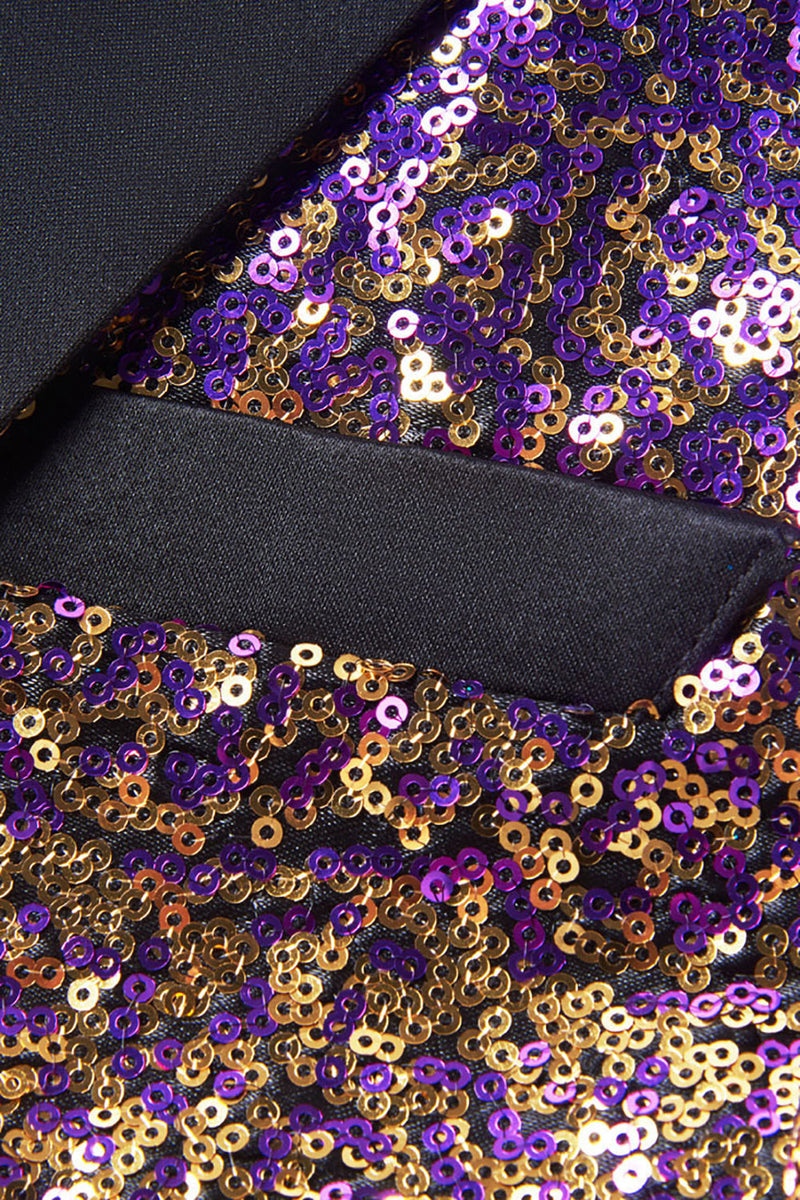 Load image into Gallery viewer, Ombre Sequins Purple Men&#39;s 2 Piece Slim Fit Notched Lapel Party Suits