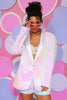Load image into Gallery viewer, White Sequins One Button Women&#39;s Blazer