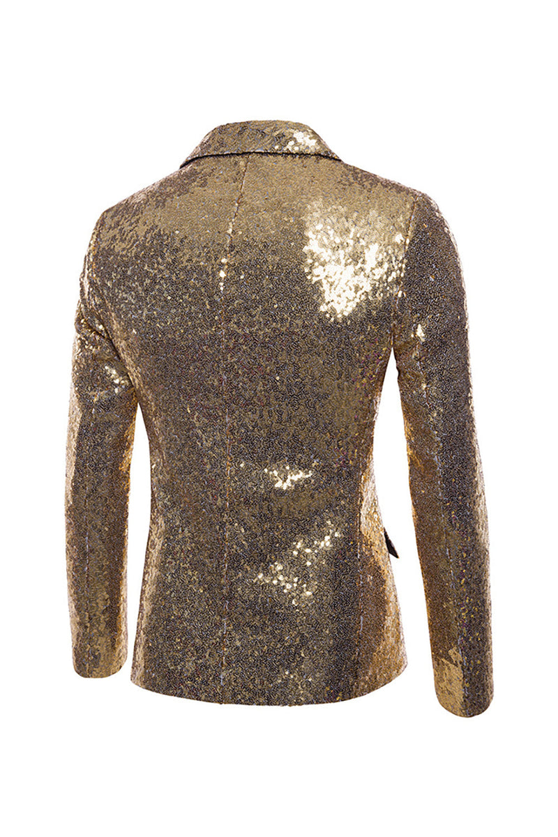 Load image into Gallery viewer, Sparkly Gold Notched Lapel Prom Blazer