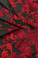 Load image into Gallery viewer, Red Notched Lapel Jacquard Prom Blazer