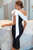 Load image into Gallery viewer, Sheath One Shoulder Black Party Dress with Bowknot