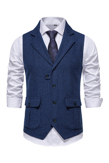 Single Breasted Lapel Navy Men's Suit Vest