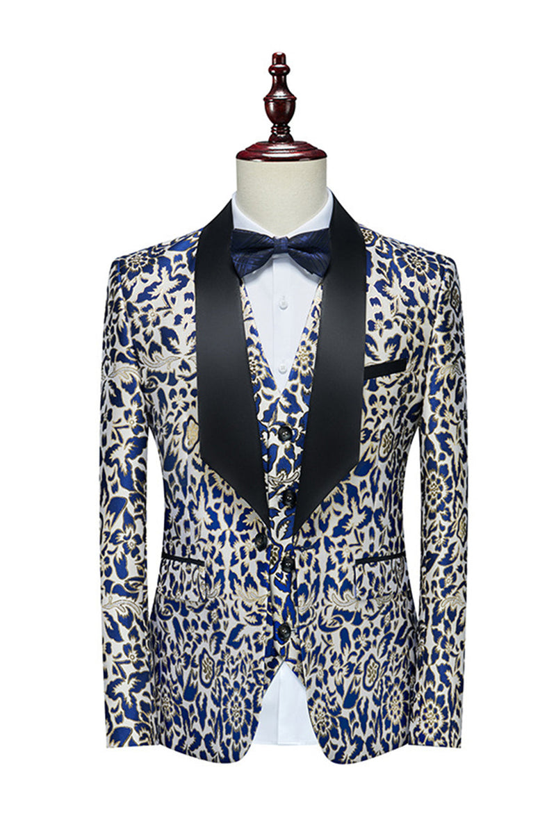 Load image into Gallery viewer, Royal Blue Leopard Printed 3 Piece Men&#39;s Suits