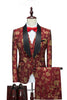 Load image into Gallery viewer, Red Jacquard Shawl Lapel 3 Pieces Men&#39;s Suits