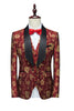 Load image into Gallery viewer, Red Jacquard Shawl Lapel 3 Pieces Men&#39;s Suits