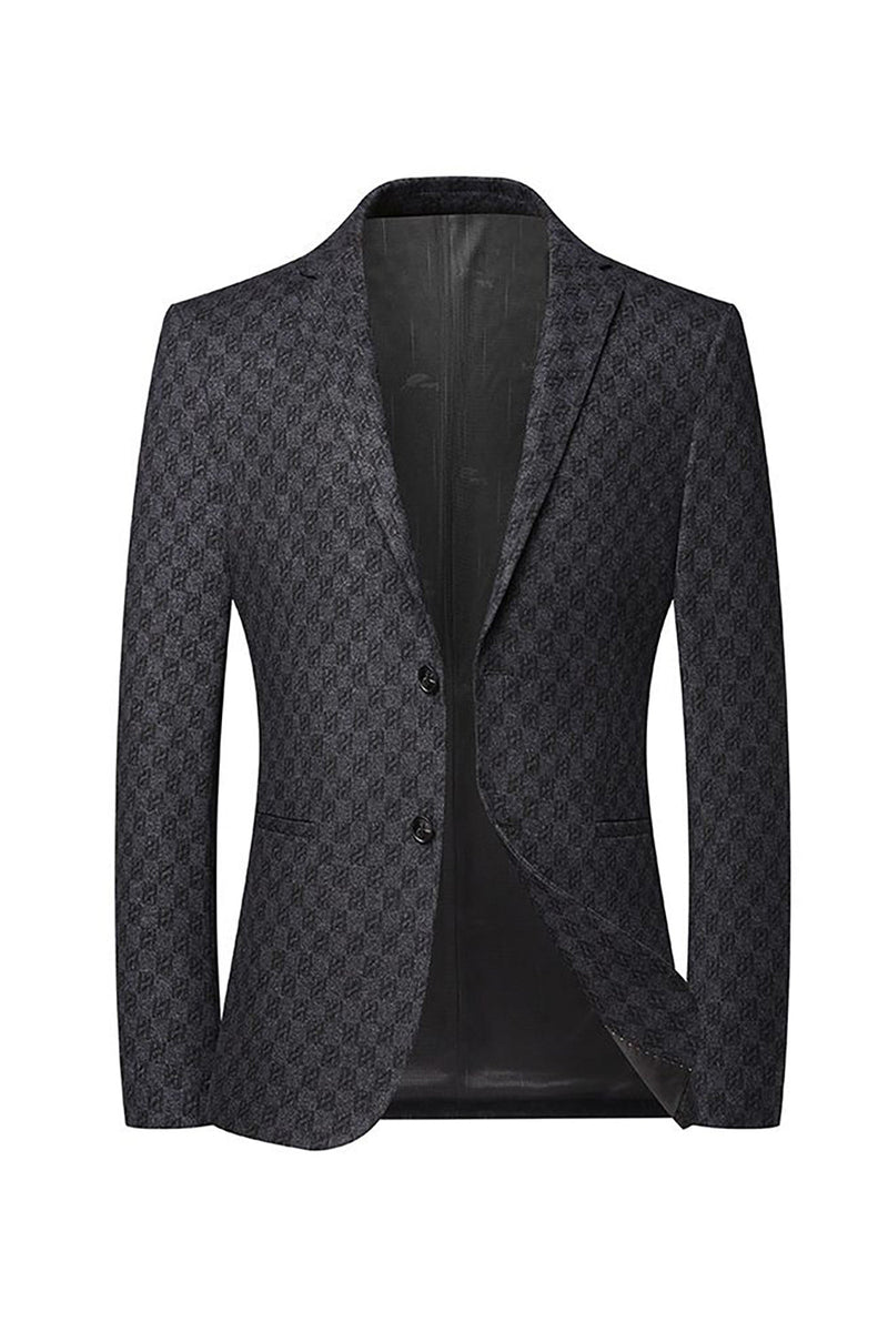 Load image into Gallery viewer, Grey Jacquard Single Breasted Men's Blazer