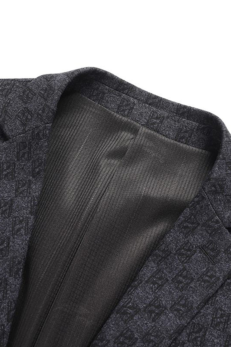 Load image into Gallery viewer, Grey Jacquard Single Breasted Men's Blazer