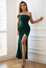 Load image into Gallery viewer, Sheath One Shoulder Black Holiday Party Dress with Split Front