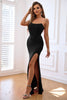 Load image into Gallery viewer, Sheath Sweetheart Black Prom Dress with Split Front