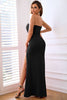 Load image into Gallery viewer, Sheath Sweetheart Black Prom Dress with Split Front