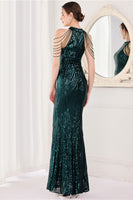 Load image into Gallery viewer, Mermaid Halter Dark Green Sequins Long Prom Dress