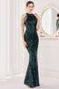 Load image into Gallery viewer, Mermaid Halter Dark Green Sequins Long Prom Dress