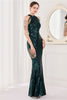 Load image into Gallery viewer, Mermaid Halter Dark Green Sequins Long Prom Dress