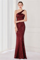 Load image into Gallery viewer, Colorful One Shoulder Sequined Mermaid Evening Dress