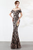 Load image into Gallery viewer, Black Off The Shoulder Mermaid Evening Dress