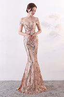 Load image into Gallery viewer, Black Off The Shoulder Mermaid Evening Dress