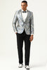 Load image into Gallery viewer, Silver and Blue Jacquard Notched Lapel Men&#39;s Prom Blazer