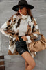 Load image into Gallery viewer, White and Brown Shawl Lapel Midi Faux Fur Shearling Coat