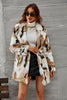 Load image into Gallery viewer, White and Brown Shawl Lapel Midi Faux Fur Shearling Coat